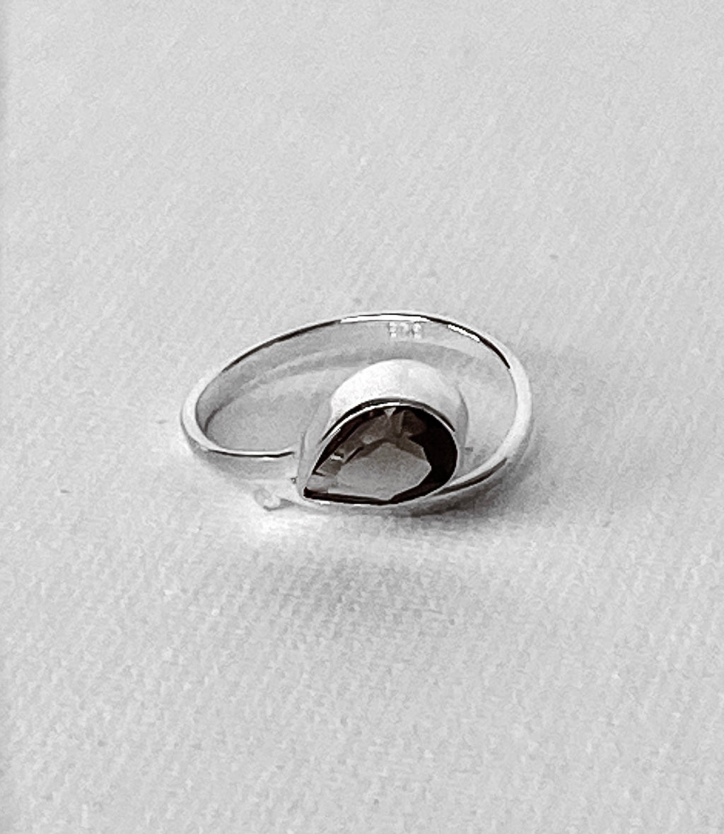 Quantum Reiki Infused Smokey Quartz Sterling Silver Ring Size 7
