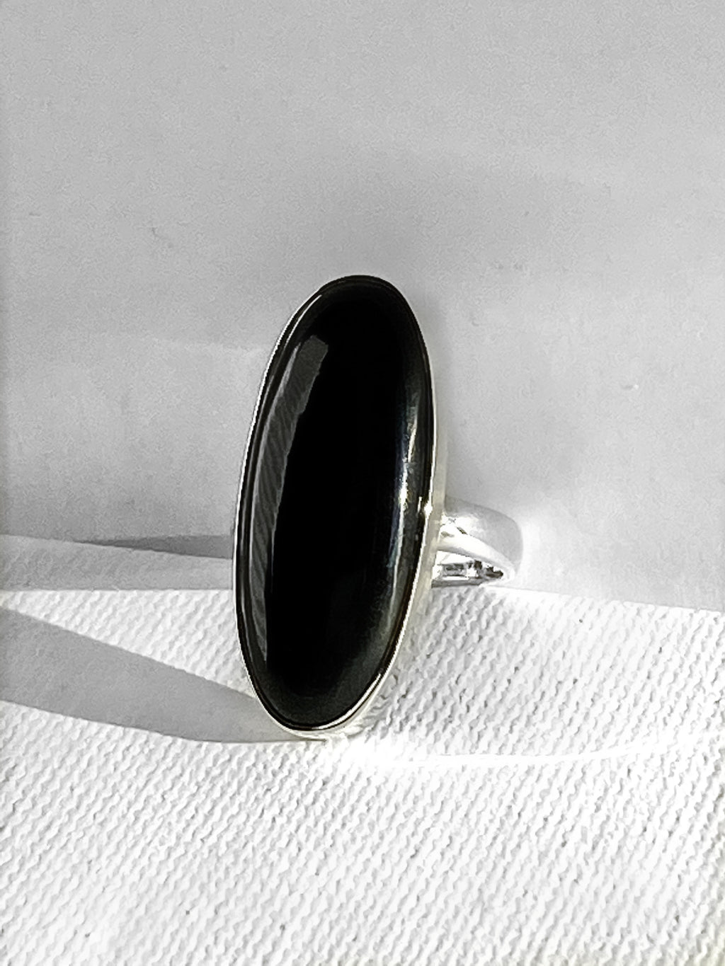 Quantum Reiki Infused  Sterling Silver Black Onyx Ring Size 8