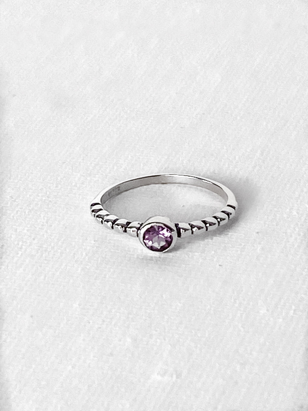 Quantum Reiki Infused Sterling Silver Amethyst Ring Size 7