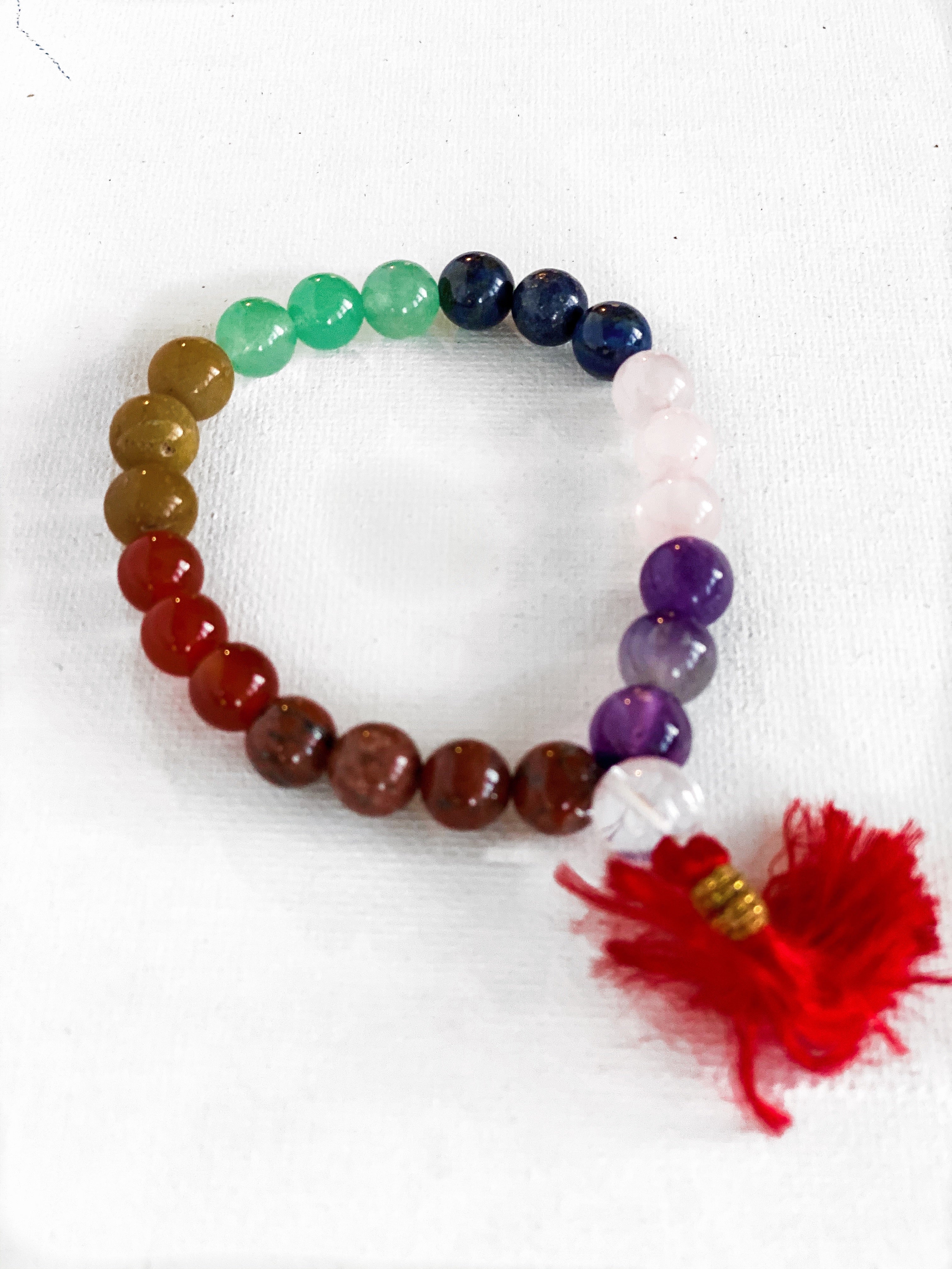 Quantum Reiki Infused 7 Charka Balancing Bracelet With Tassel