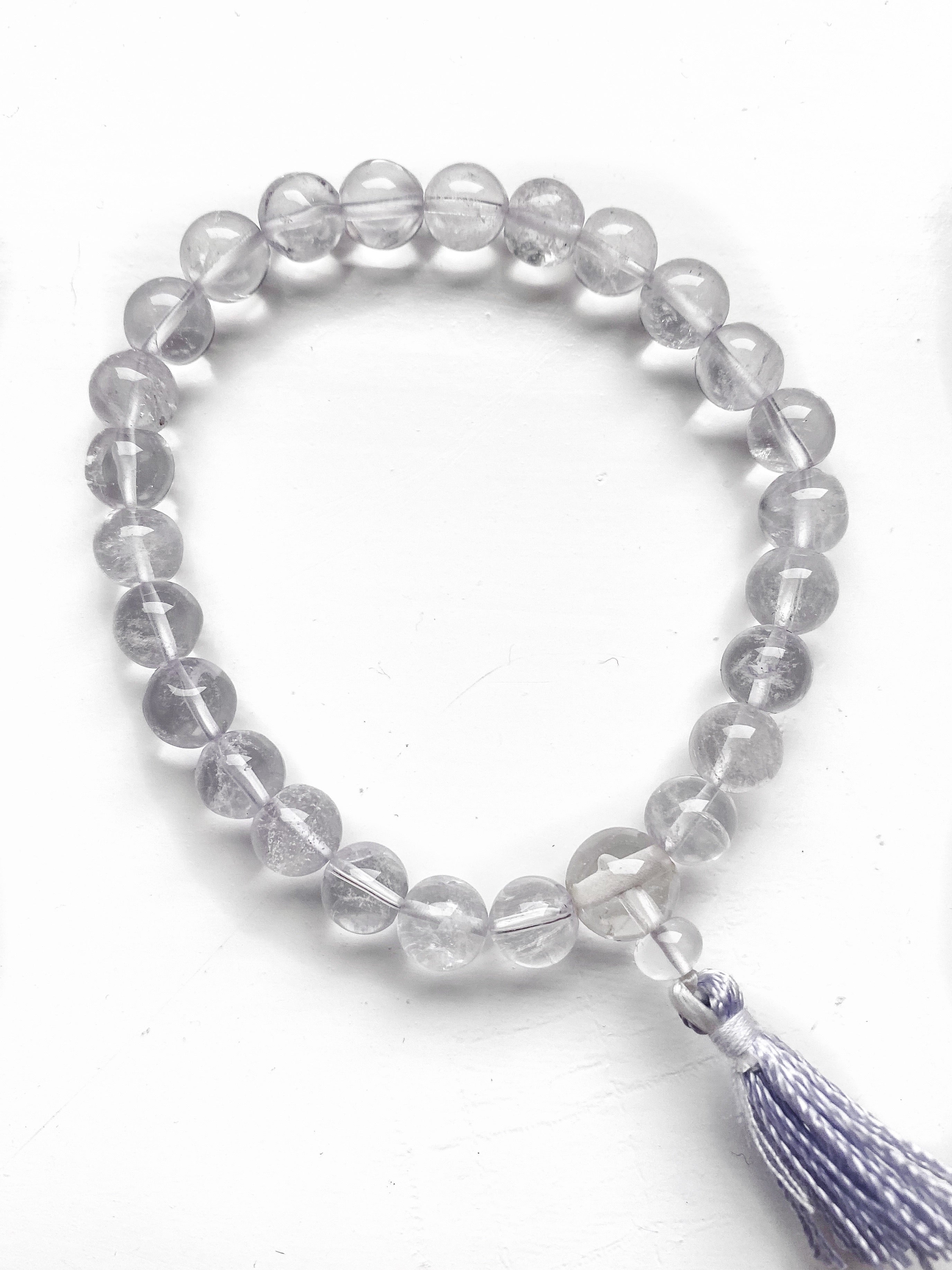 Quantum Reiki Infused Clear Quartz Energy Bracelet With Tassel